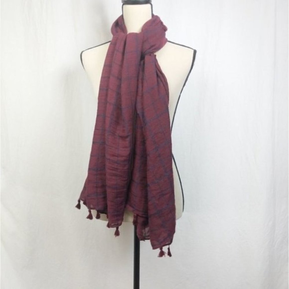 Modern Heritage Plaid Large Tassel Scarf